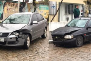 Acidente entre carro e camionete na avenida Antônio Duro