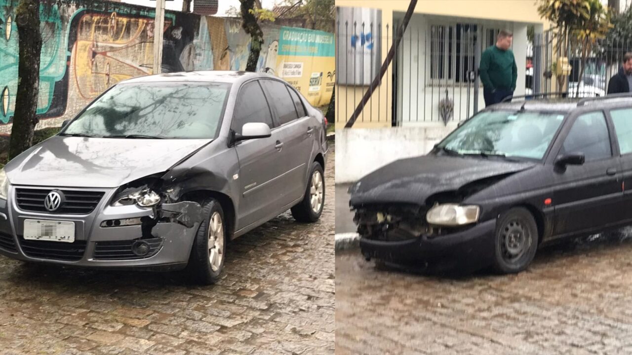 Acidente entre carro e camionete na avenida Antônio Duro