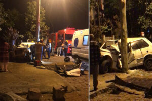 Motorista colidiu contra poste no bairro Viégas