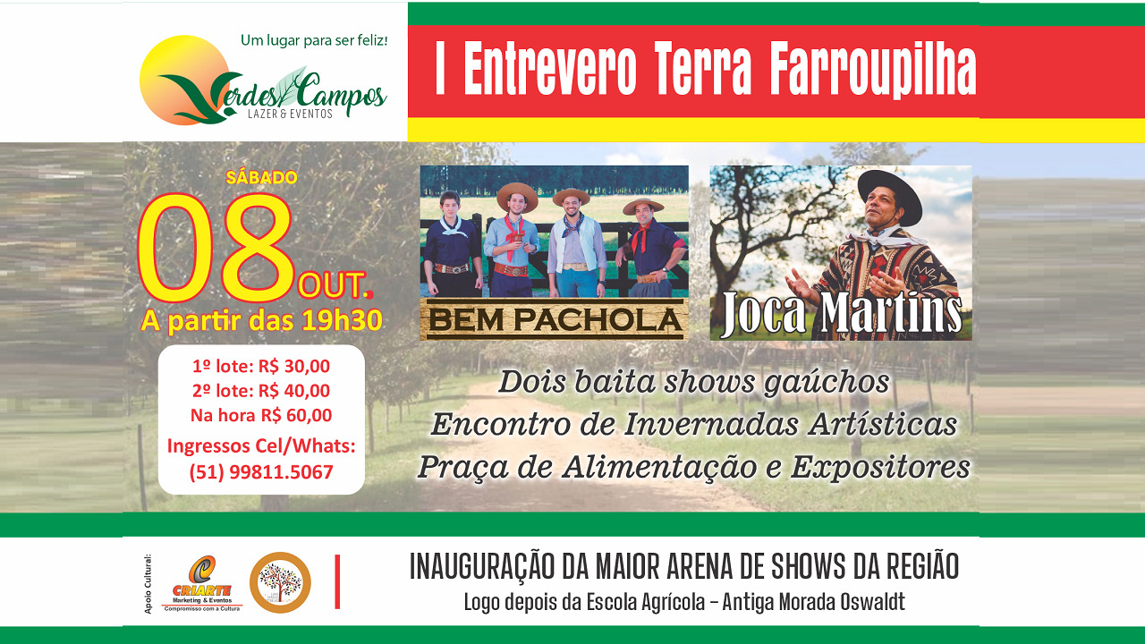 Joca Martins é atração da inauguração do Verdes Campos Lazer & Eventos, em Camaquã