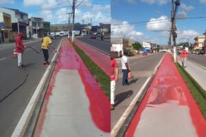 Pintura da ciclovia da avenida José Loureiro da Silva foi retomada nesta semana (2)