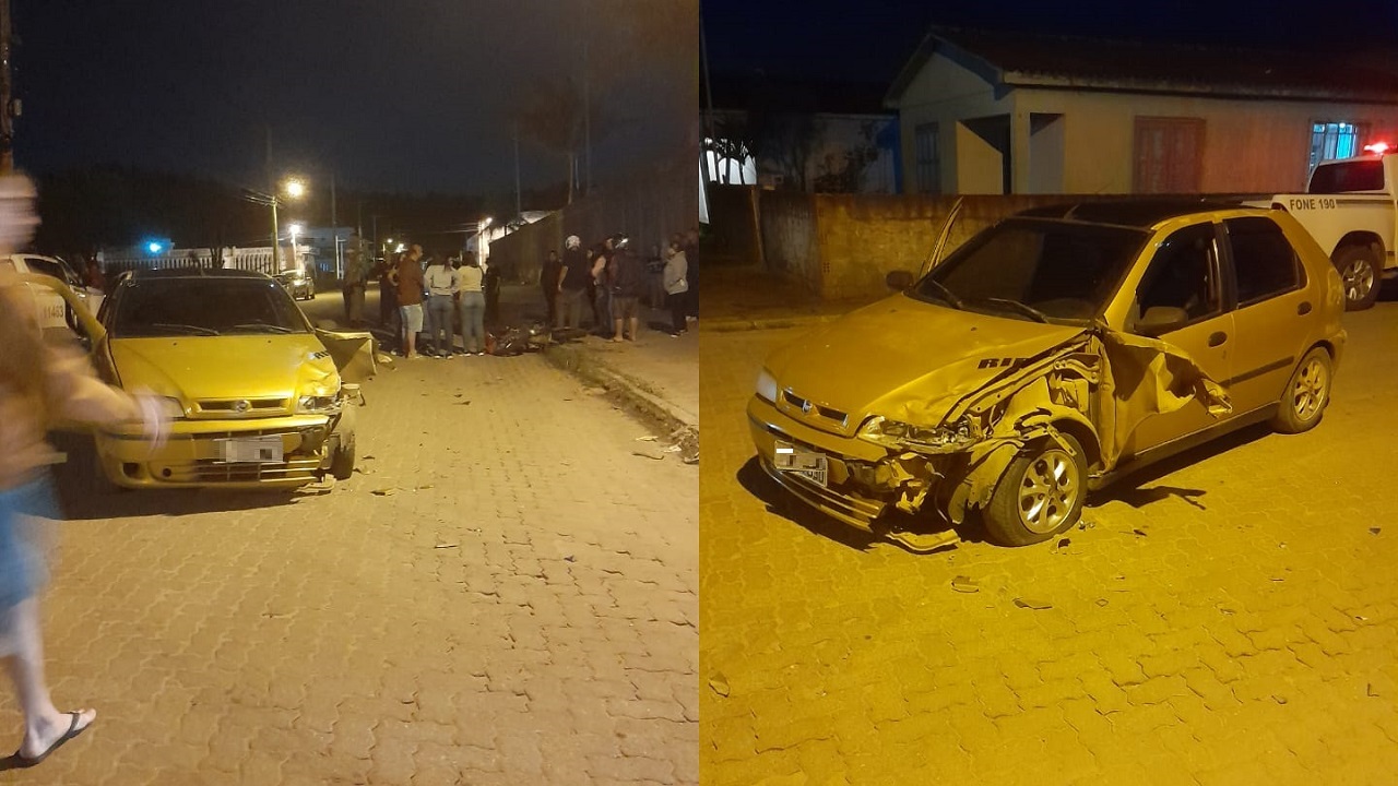 Acidente entre carro e moto deixa feridos no bairro Carvalho Bastos, em Camaquã