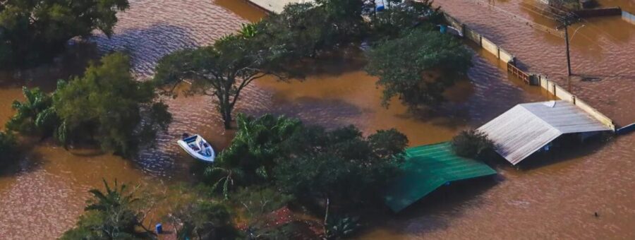 Imagens que mostram o animal ilhado no telhado de uma casa foram feitas pelo Globocop, que cobria as enchentes na região na manhã de quarta (8). (veja detalhes no vídeo mais abaixo). (23)